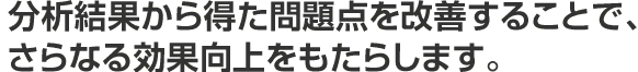 分析結果から得た問題点を改善することで、さらなる効果向上をもたらします。